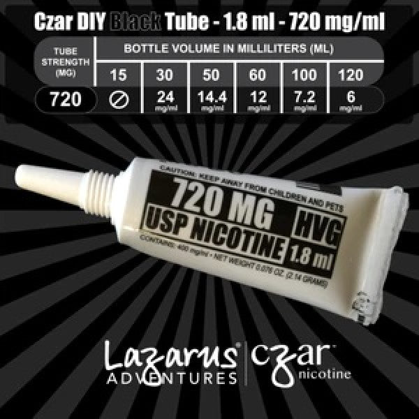 LAZ-BLACK Czar Nic Pack-1.8mL-720mg(12mg for 60ml)- 5PK