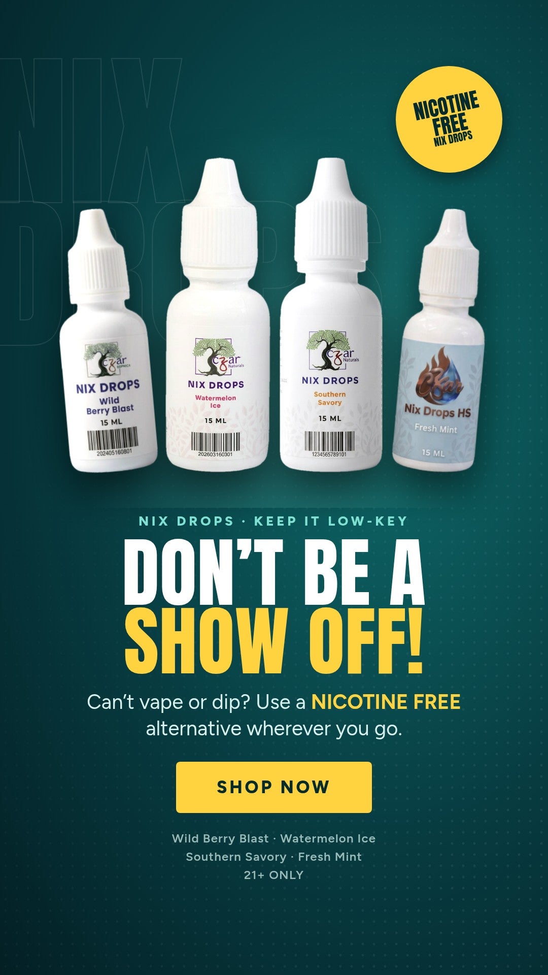 NIX Drops - Don't be a show off! Nicotine free alternative (mobile)